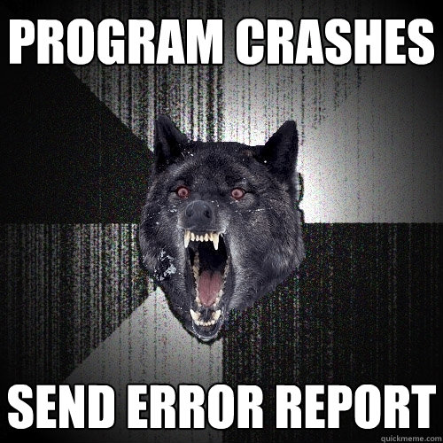 Program Crashes Send error report  Insanity Wolf