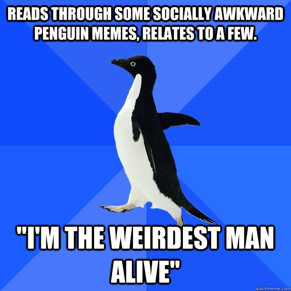 reads through some socially awkward penguin memes, relates to a few. 