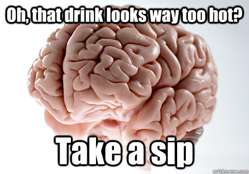 Oh, that drink looks way too hot? Take a sip   Scumbag Brain
