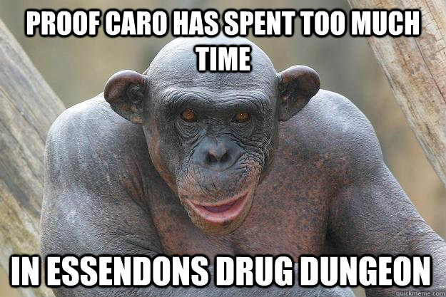 PROOF Caro Has spent too much time in essendons drug dungeon  The Most Interesting Chimp In The World
