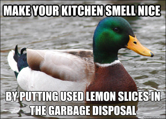 make your kitchen smell nice By putting used lemon slices in 
the garbage disposal - make your kitchen smell nice By putting used lemon slices in 
the garbage disposal  Actual Advice Mallard