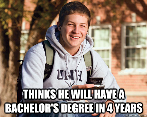  Thinks he will have a Bachelor's degree in 4 years  College Freshman