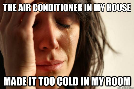the air conditioner in my house made it too cold in my room  First World Problems