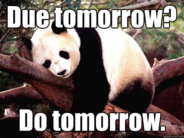 Due tomorrow? Do tomorrow. - Due tomorrow? Do tomorrow.  Procrastination Panda