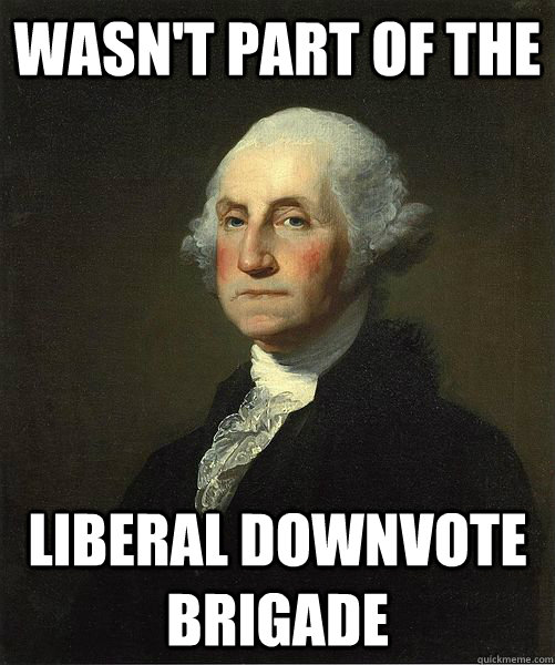 Wasn't part of the  liberal downvote brigade  Good Guy George