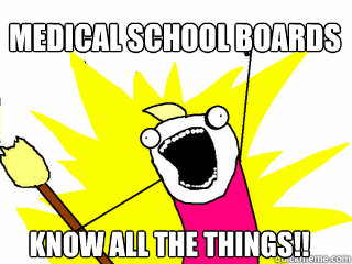 Medical school Boards Know all the things!!  All The Things