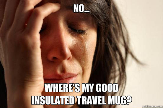 NO... WHERE'S MY GOOD
INSULATED TRAVEL MUG?  First World Problems