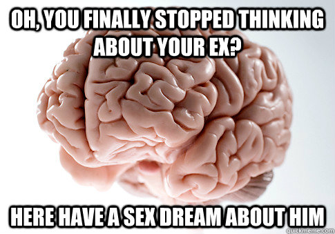 Oh, you finally stopped thinking about your ex? Here have a sex dream about him  Scumbag Brain