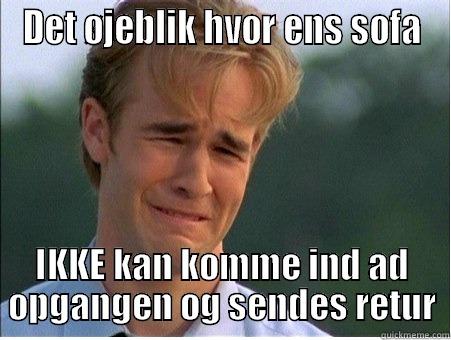 DET ØJEBLIK HVOR ENS SOFA IKKE KAN KOMME IND AD OPGANGEN OG SENDES RETUR 1990s Problems