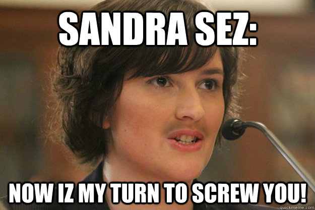 Sandra sez: Now iz my turn to screw you!  Slut Sandra Fluke