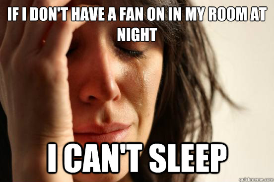 If I don't have a fan on in my room at night I can't sleep  First World Problems