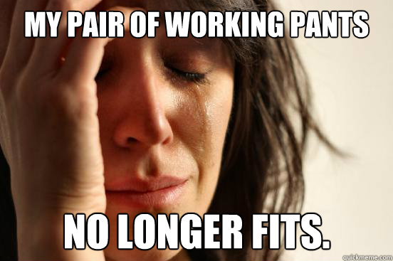 My pair of working pants no longer fits.  First World Problems