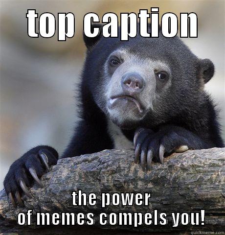 funny title -     TOP CAPTION     THE POWER OF MEMES COMPELS YOU! Confession Bear