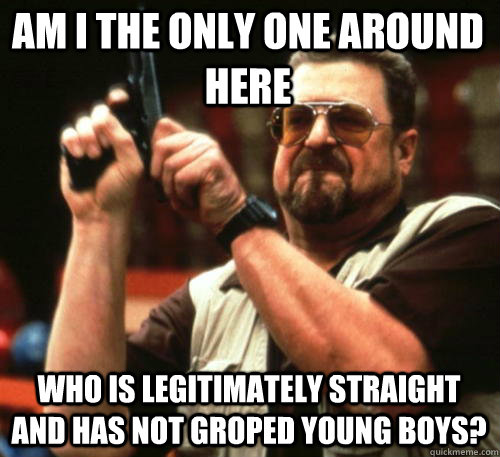 am i the only one around here Who is legitimately straight and has not groped young boys?  Am I The Only One Around Here
