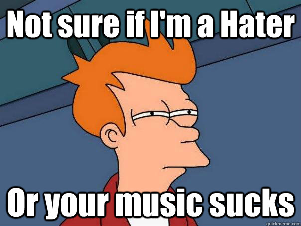 Not sure if I'm a Hater Or your music sucks  Futurama Fry