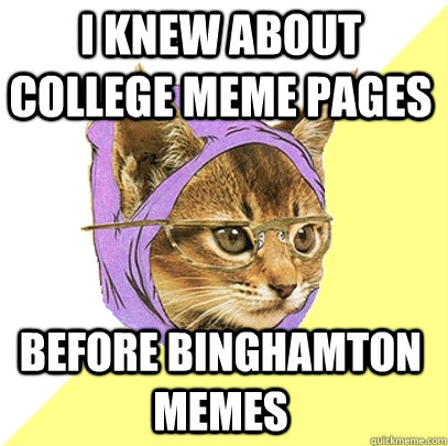 I knew about college meme pages Before binghamton memes  Hipster Kitty