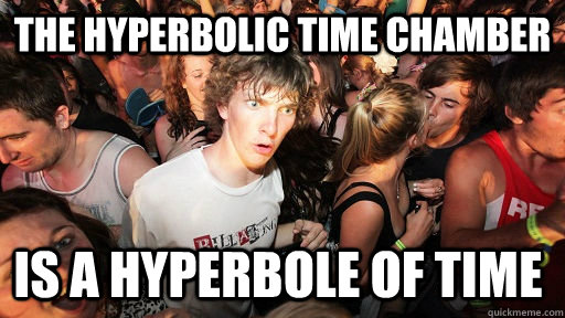 The Hyperbolic Time Chamber is a hyperbole of time  Sudden Clarity Clarence