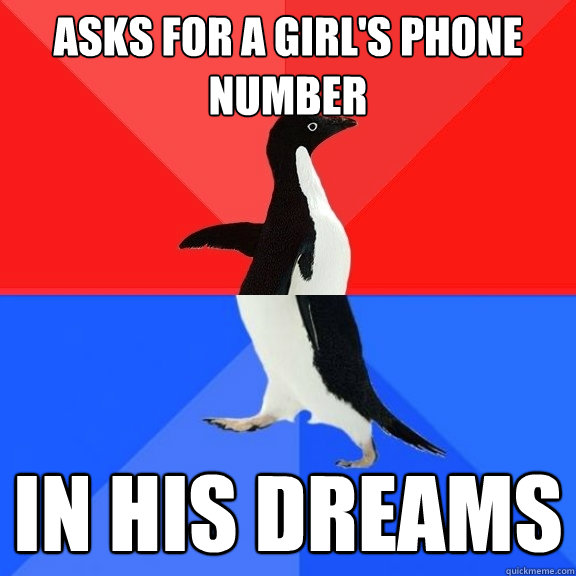 Asks for a girl's phone number in his dreams  Socially Awksome Penguin