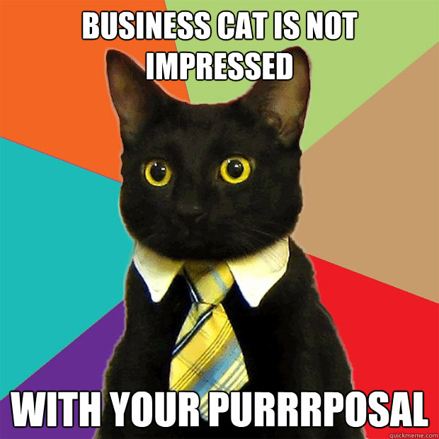 Business cat is not impressed with your purrrposal  Business Cat