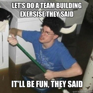 let's do a team building exersise they said It'll be fun, they said  It will be fun they said