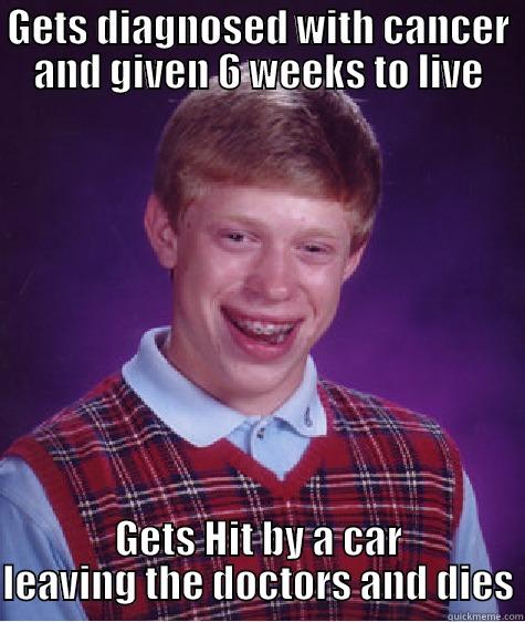GETS DIAGNOSED WITH CANCER AND GIVEN 6 WEEKS TO LIVE GETS HIT BY A CAR LEAVING THE DOCTORS AND DIES Bad Luck Brian