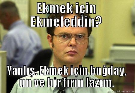 EKMEK IÇIN EKMELEDDIN? YANLIŞ. EKMEK IÇIN BUĞDAY, UN VE BIR FIRIN LAZIM. Schrute