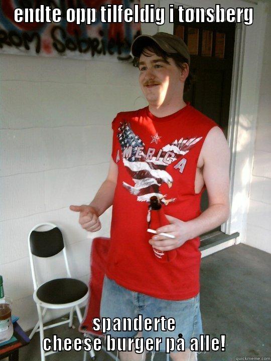 ENDTE OPP TILFELDIG I TØNSBERG SPANDERTE CHEESE BURGER PÅ ALLE! Redneck Randal