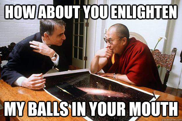 how about you enlighten my balls in your mouth  sagan insults dali lama