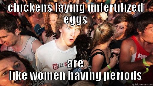 CHICKENS LAYING UNFERTILIZED EGGS ARE LIKE WOMEN HAVING PERIODS Sudden Clarity Clarence