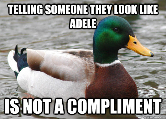 Telling someone they look like Adele is not a compliment  Actual Advice Mallard