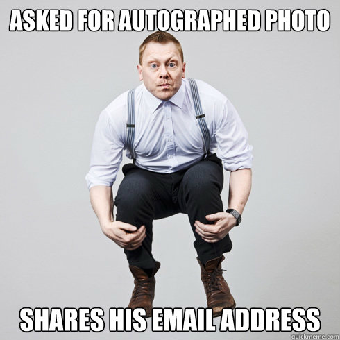 asked for autographed photo shares his email address  