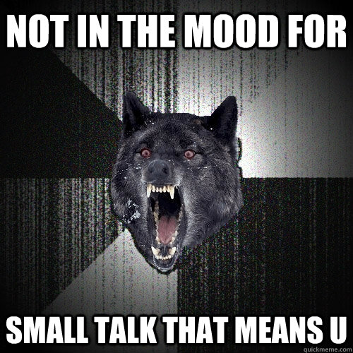 not in the mood for small talk that means u  Insanity Wolf