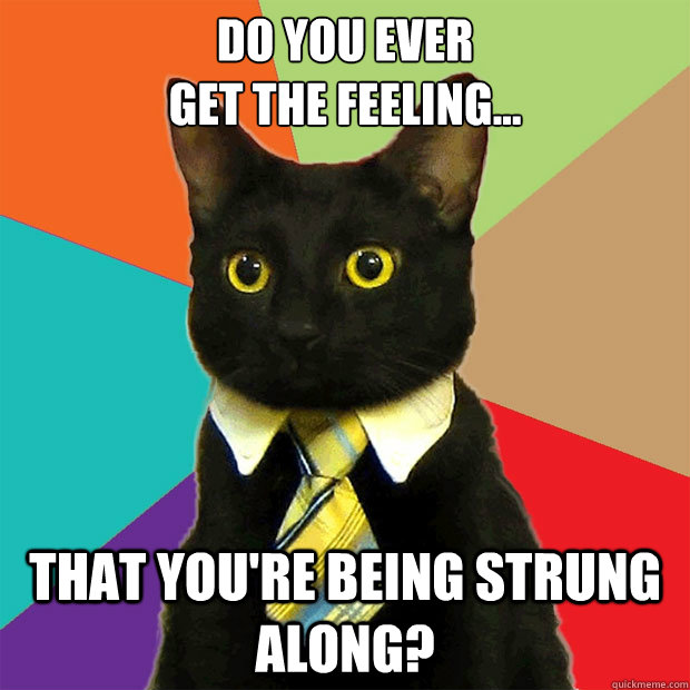 Do you ever 
get the feeling... That you're being strung along?  Business Cat