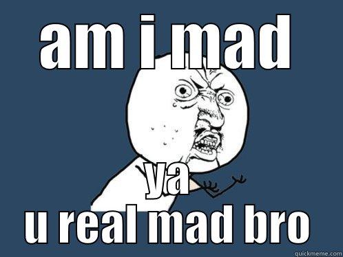 AM I MAD YA U REAL MAD BRO Y U No