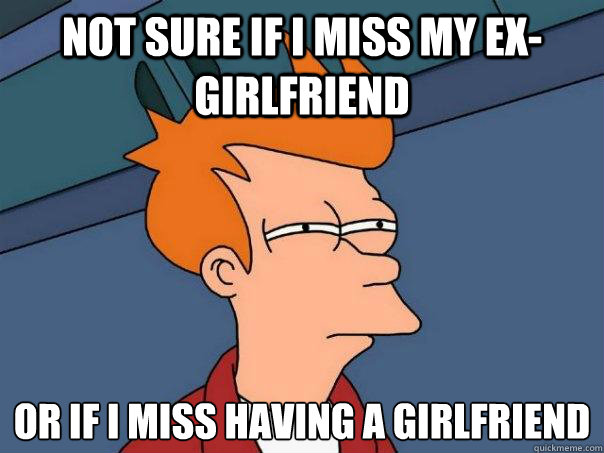 Not sure if I miss my ex-girlfriend Or if I miss having a girlfriend - Not sure if I miss my ex-girlfriend Or if I miss having a girlfriend  Futurama Fry