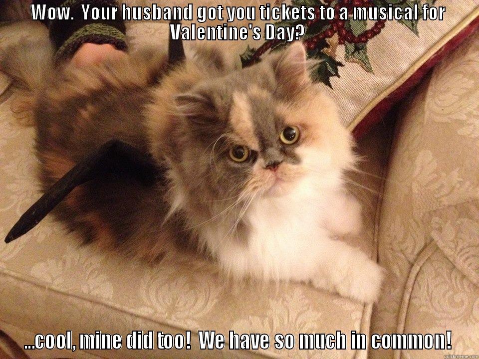 WOW.  YOUR HUSBAND GOT YOU TICKETS TO A MUSICAL FOR VALENTINE'S DAY? ...COOL, MINE DID TOO!  WE HAVE SO MUCH IN COMMON! Misc