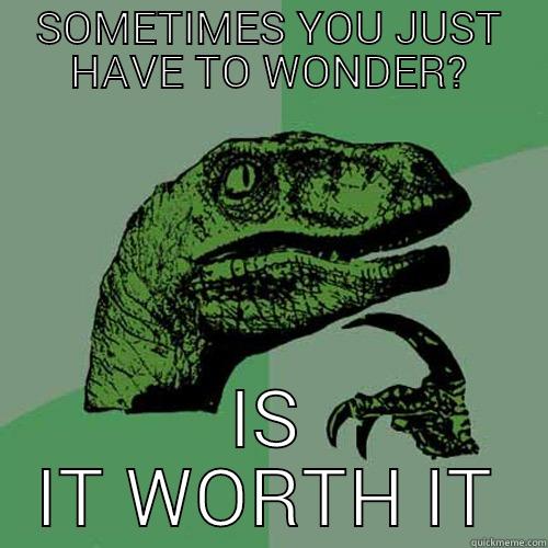 SCREW IT - SOMETIMES YOU JUST HAVE TO WONDER? IS IT WORTH IT Philosoraptor