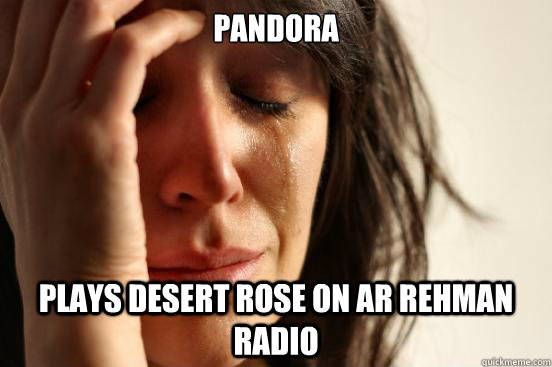 Pandora plays desert rose on ar rehman radio  First World Problems