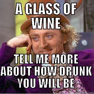 A GLASS OF WINE TELL ME MORE ABOUT HOW DRUNK YOU WILL BE Condescending Wonka