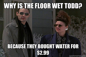 Why is the floor wet Todd? Because they bought water for $2.99  Christmas Vacation