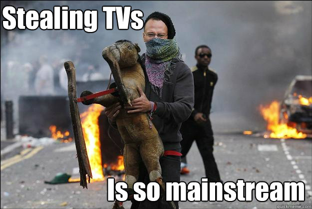 Stealing TVs Is so mainstream  Hipster Rioter