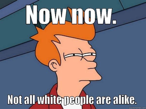 NOW NOW. NOT ALL WHITE PEOPLE ARE ALIKE. Futurama Fry