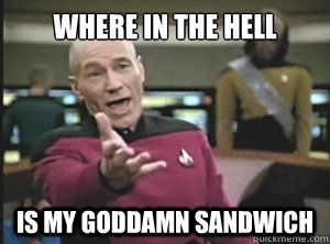 Where in the Hell Is my goddamn sandwich  Annoyed Picard