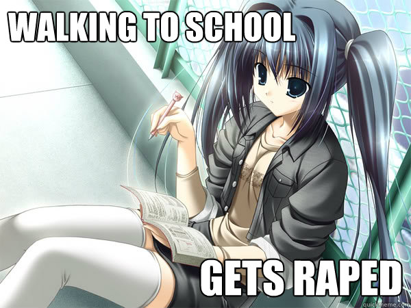 Walking to school Gets raped - Walking to school Gets raped  Vulnerable Anime Girl