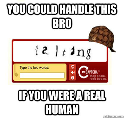 You could handle this bro if you were a real human - You could handle this bro if you were a real human  Scumbag Captcha