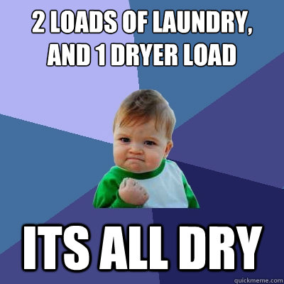 2 loads of laundry, and 1 dryer load Its all Dry  - 2 loads of laundry, and 1 dryer load Its all Dry   Success Kid