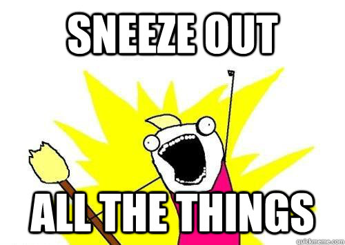 sneeze out all the things  x all the y