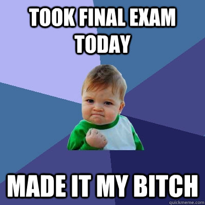 took final exam today made it my bitch  Success Kid
