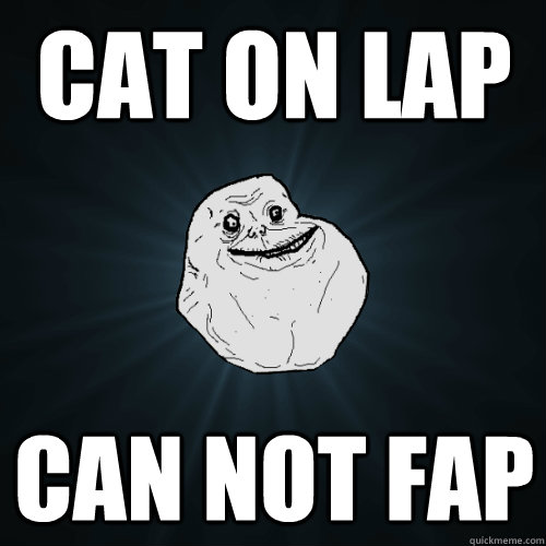 Cat on lap Can not Fap  Forever Alone