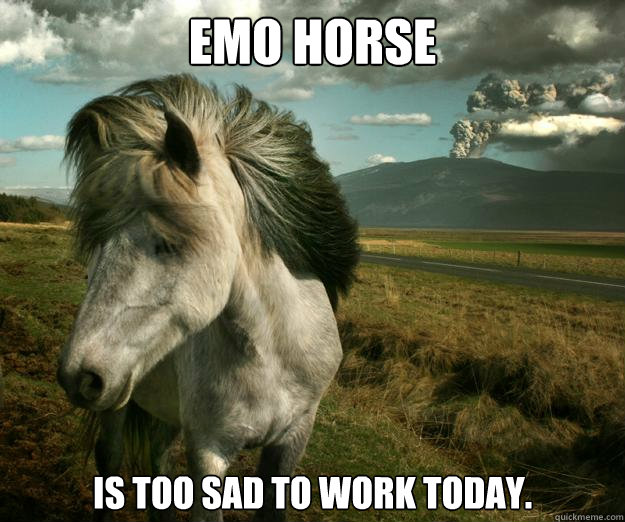 Emo Horse is too sad to work today.  